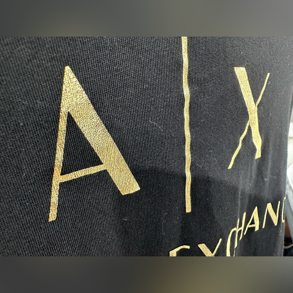 Armani Exchange Black and Gold Long Sleeve Tee